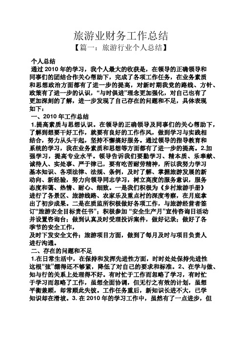 旅游业财务工作总结