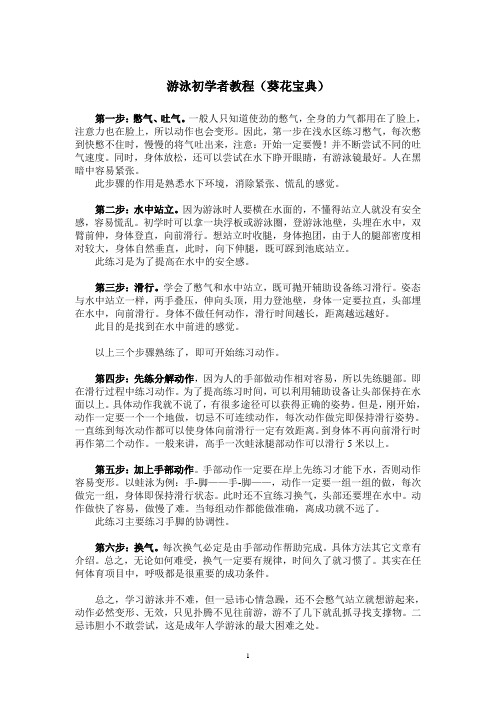 游泳初学者教程(葵花宝典)