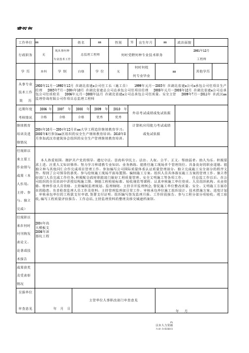 职称评审综合一览表中级评高级应用