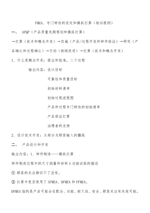 FMEA特殊设定及控制计划培训文件