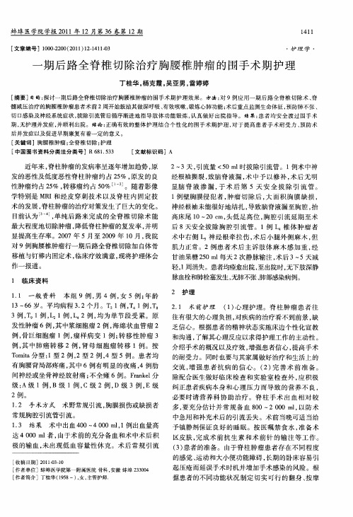 一期后路全脊椎切除治疗胸腰椎肿瘤的围手术期护理