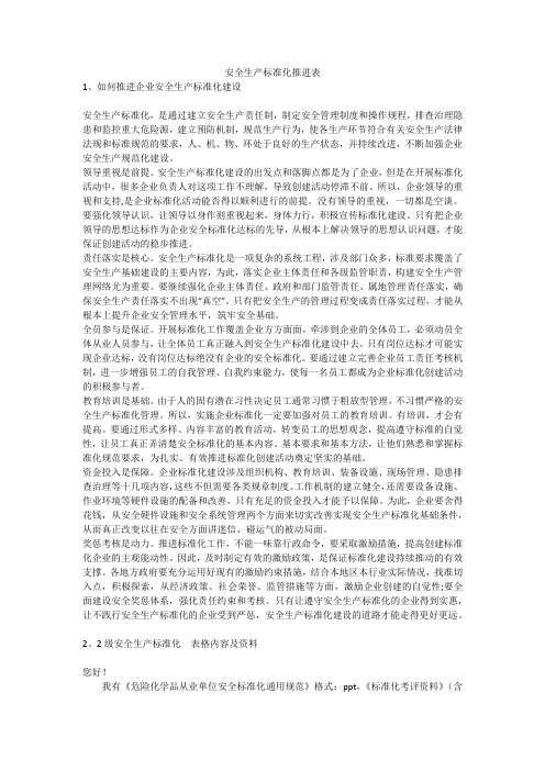 安全生产标准化推进表安全生产