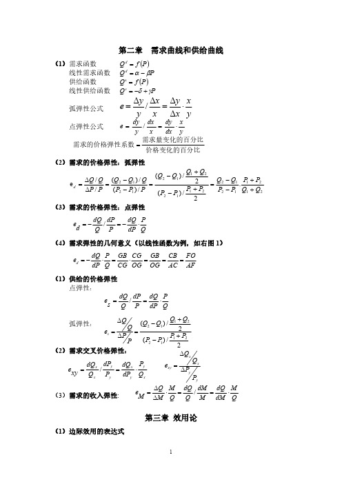 微观经济学计算公式(最全)