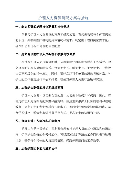 护理人力资源调配方案与措施