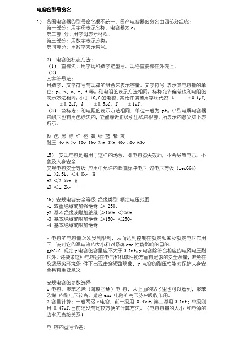 电容的型号命名
