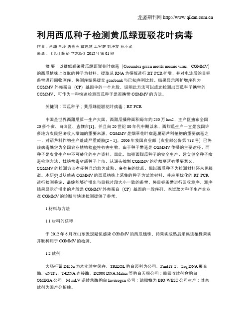 利用西瓜种子检测黄瓜绿斑驳花叶病毒
