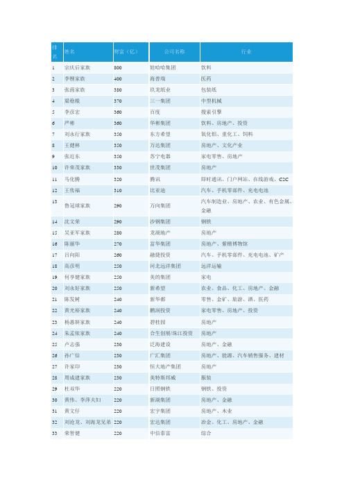 2010胡润中国富豪榜