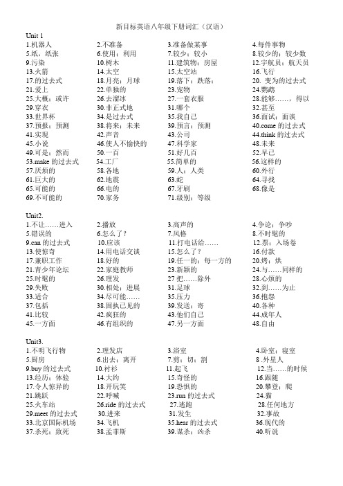 新目标英语八年级下册词汇