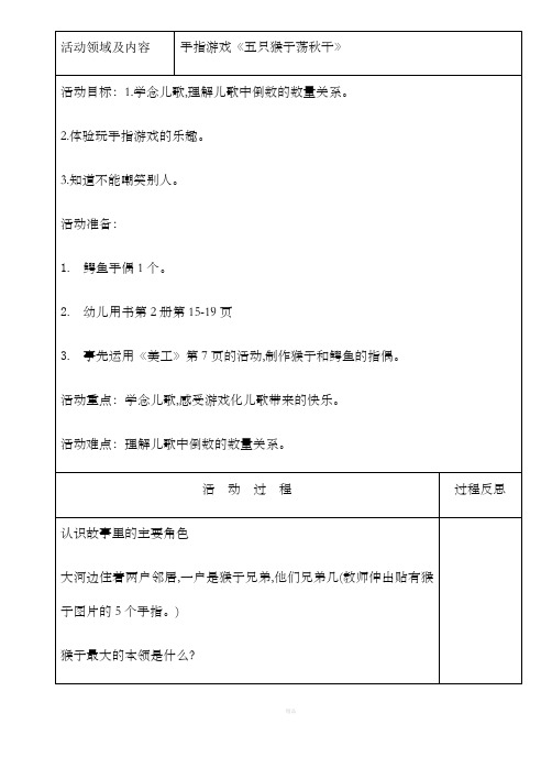 五只猴子荡秋千