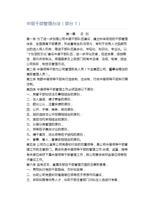 中层干部管理办法(部分1)