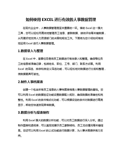 如何使用EXCEL进行有效的人事数据管理