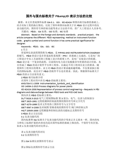 国外与国内标准关于P&ID表示方法的比较