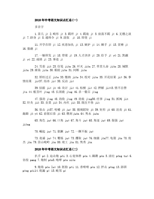 2018年中考语文知识点汇总