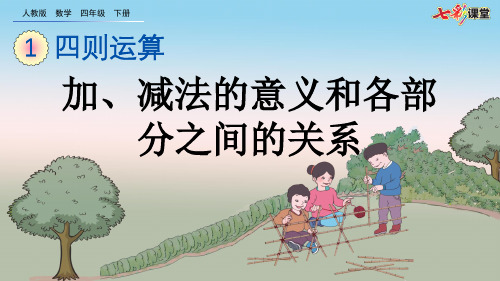 02.新人教版四年级数学下册1.1 加、减法的意义和各部分之间的关系(优质课件)