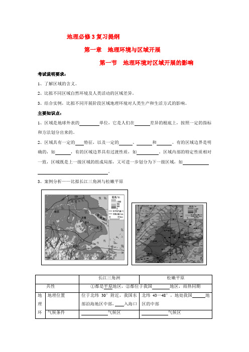 高中地理 复习提纲 新人教版必修3