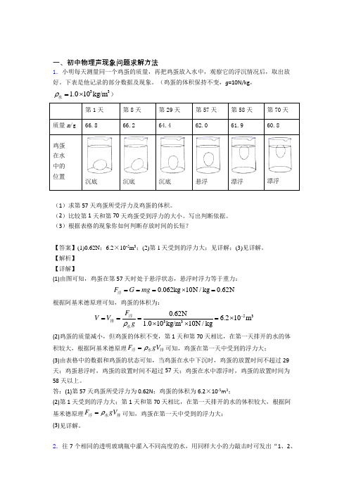 中考物理专题复习分类练习 声现象问题求解综合附答案