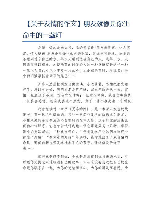关于友情的作文朋友就像是你生命中的一盏灯