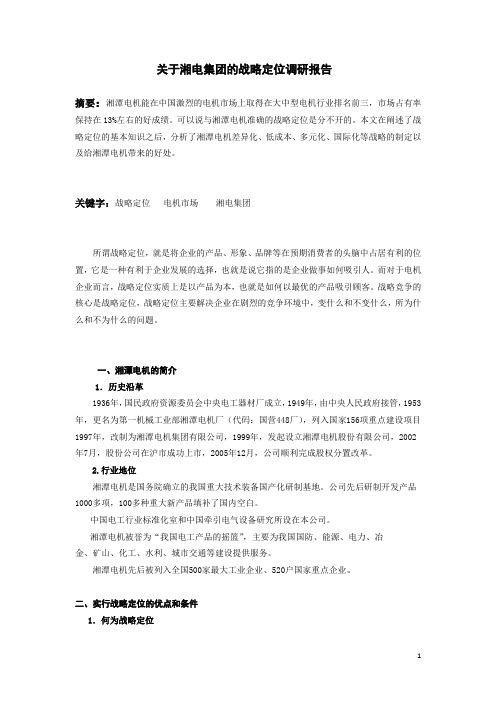 湘潭电机战略定位