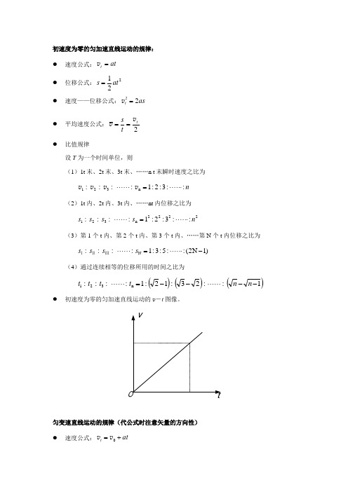 初速度为零的匀加速直线运动的规律