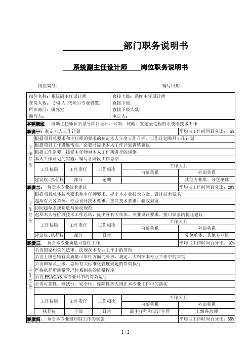 北大纵横—中国兵器工业—职务说明书系统副主任师