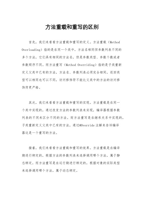方法重载和重写的区别