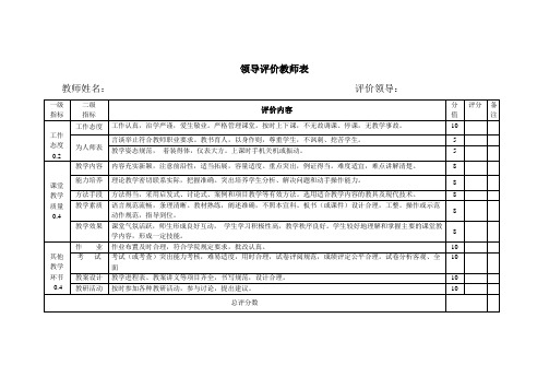 教师教学质量评价表