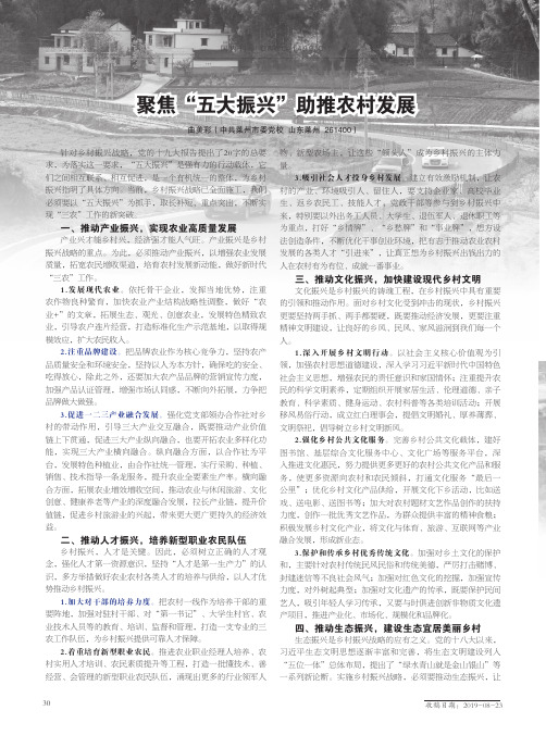 聚焦“五大振兴”助推农村发展