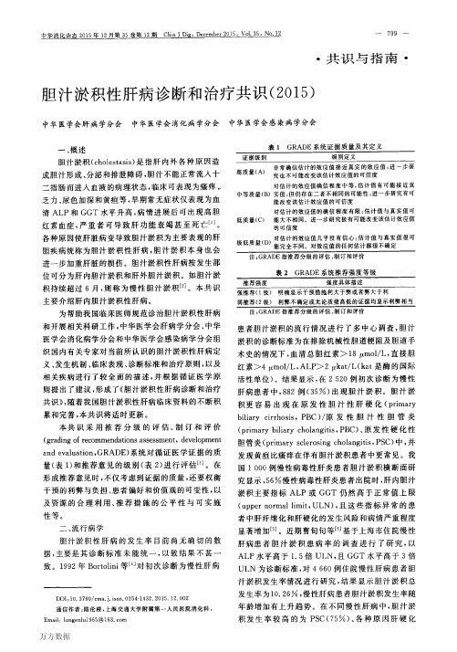 胆汁淤积性肝病诊断和治疗共识(2015)