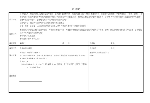 苏科初中物理八上《1第一章-声现象》word教案设计-.docx