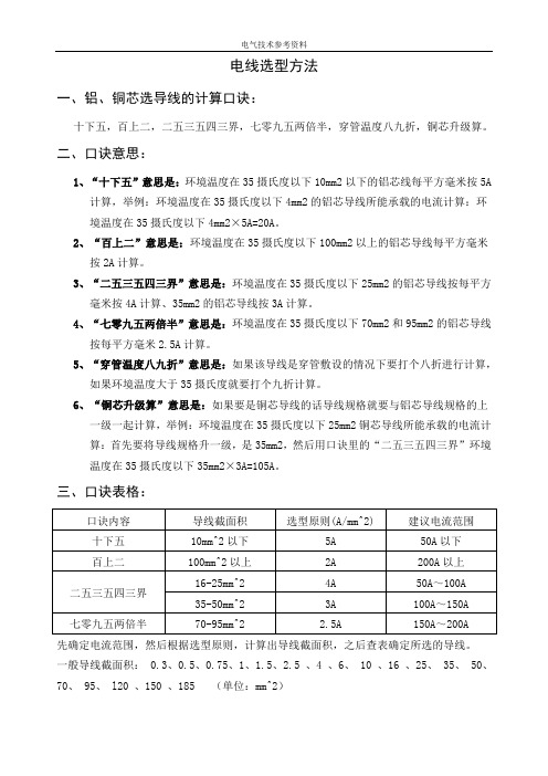 电线选型方法      (确定版)