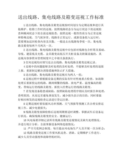 送出线路、集电线路及箱变巡视工作标准