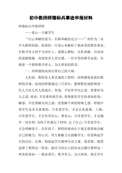 初中教师师德标兵事迹申报材料