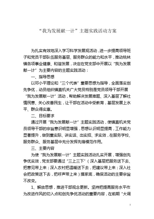 “我为发展献一计”主题实践活动方案