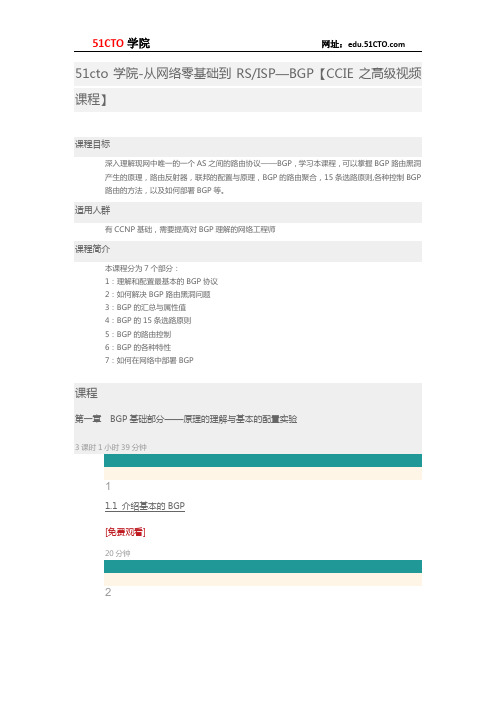 51CTO学院-从网络零基础到RSISP—BGP【CCIE之高级视频课程】