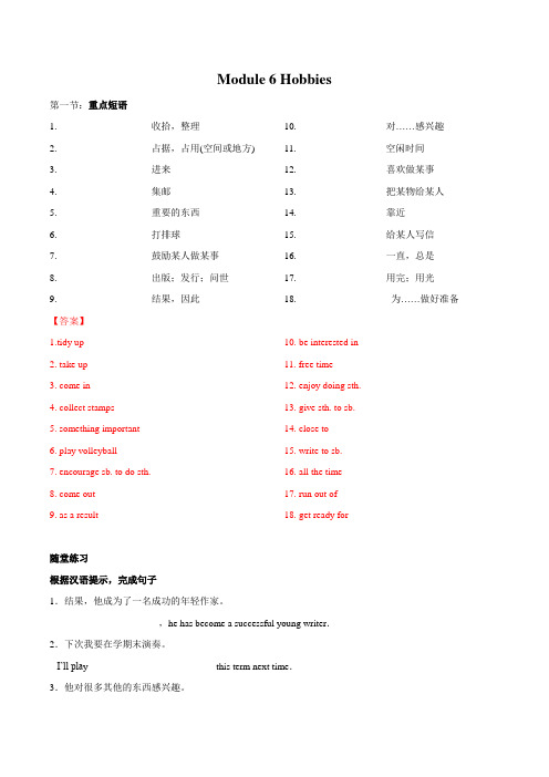 Module 6 Hobbies(解析版) 