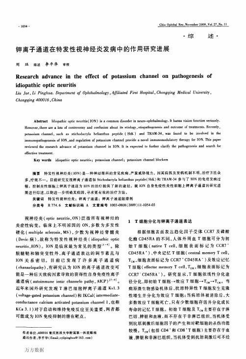 钾离子通道在特发性视神经炎发病中的作用研究进展