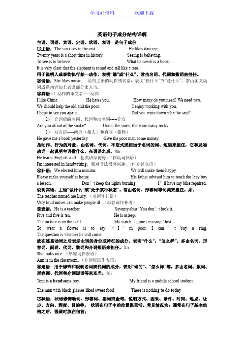 英语句子成分结构详解《主谓宾定状补同位语分析》