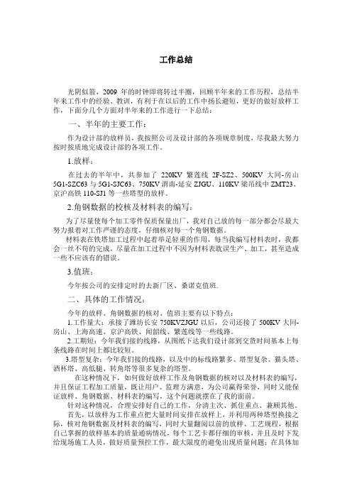 2009年工作总结