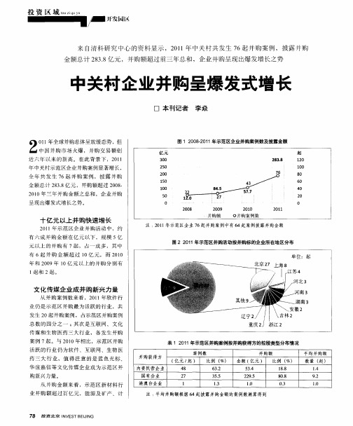 中关村企业并购呈爆发式增长
