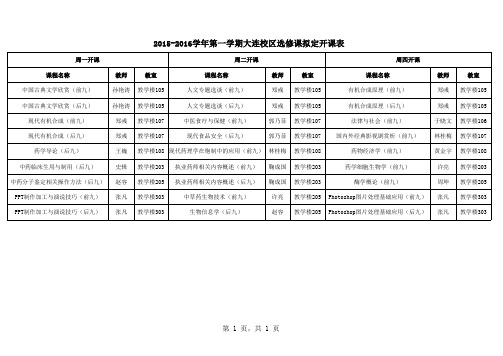 辽宁中医药大学大连校区确定选修课课表