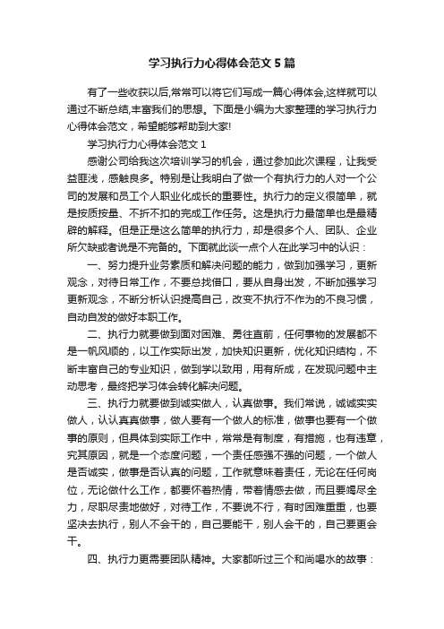 学习执行力心得体会范文5篇