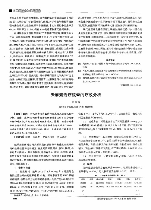 天麻素治疗眩晕的疗效分析
