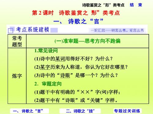 2018年春人教A版高考二轮专题复习语文课件：必考古诗歌阅读(11分)：诗歌鉴赏之“形”类考点-物理小金刚系列