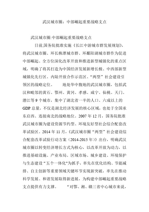 武汉城市圈：中部崛起重要战略支点【范本模板】