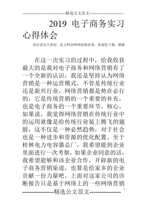 2019电子商务实习心得体会