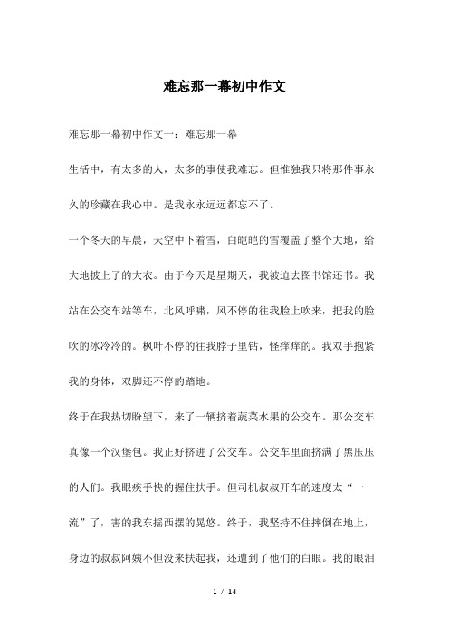 难忘那一幕初中作文