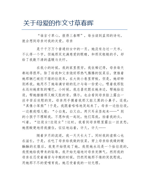 关于母爱的作文寸草春晖