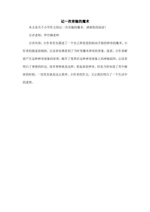 记一次有趣的魔术_小学作文
