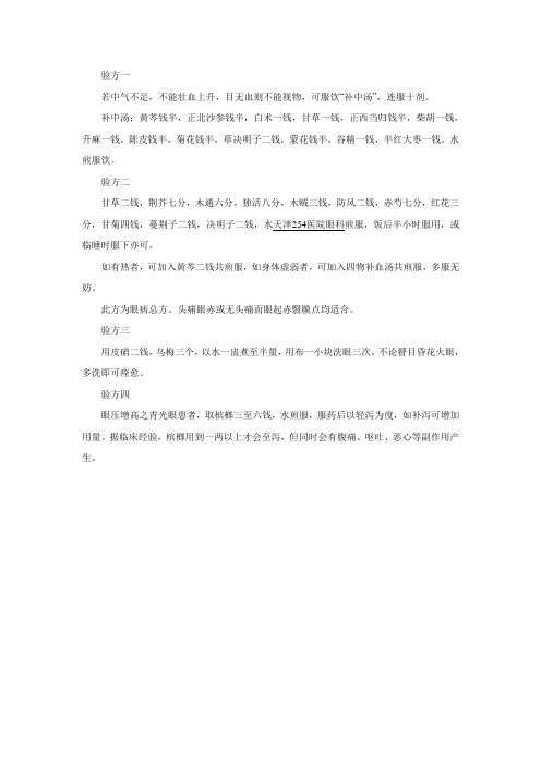 验方治疗青光眼