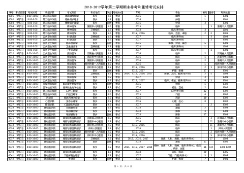 2018-2019学年第二学期期末补考和重修考试安排